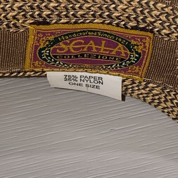 Scala Women's Packable Paper Braid Visor Brown Natural One Size - Picture 6 of 12